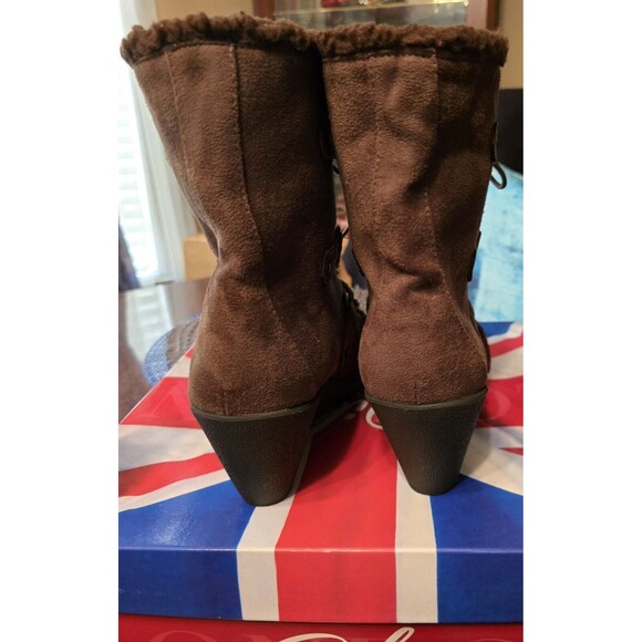 Diba London Boots Women 10 NEW Brown Wedge Lace-up - Picture 4 of 9